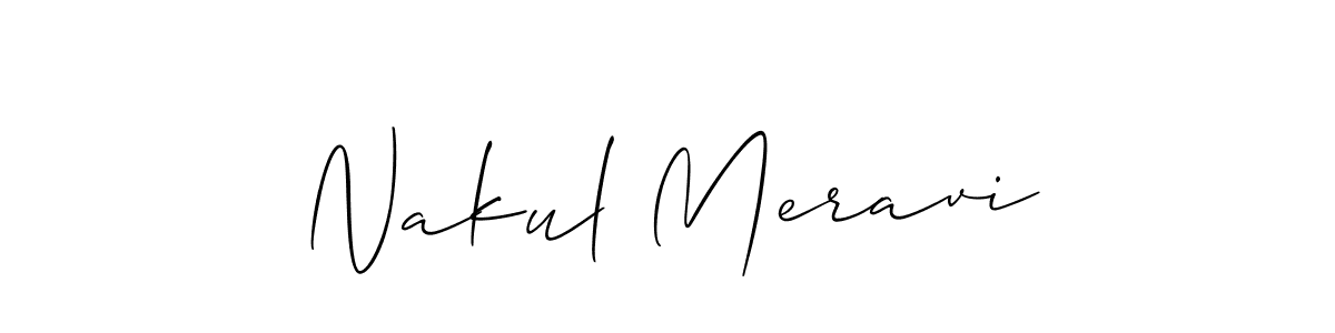 Also You can easily find your signature by using the search form. We will create Nakul Meravi name handwritten signature images for you free of cost using Allison_Script sign style. Nakul Meravi signature style 2 images and pictures png