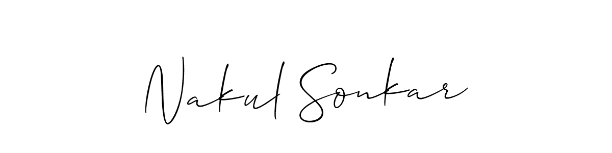 How to make Nakul Sonkar name signature. Use Allison_Script style for creating short signs online. This is the latest handwritten sign. Nakul Sonkar signature style 2 images and pictures png