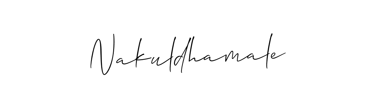 How to Draw Nakuldhamale signature style? Allison_Script is a latest design signature styles for name Nakuldhamale. Nakuldhamale signature style 2 images and pictures png