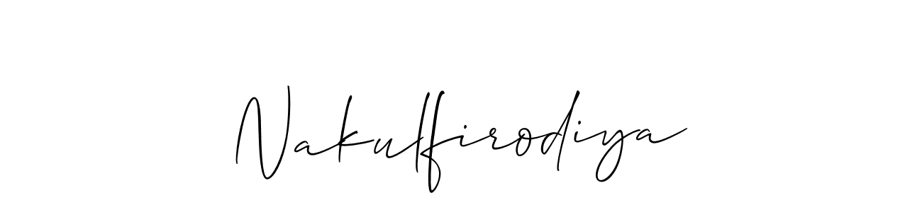 Also we have Nakulfirodiya name is the best signature style. Create professional handwritten signature collection using Allison_Script autograph style. Nakulfirodiya signature style 2 images and pictures png