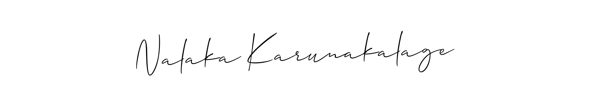 Also You can easily find your signature by using the search form. We will create Nalaka Karunakalage name handwritten signature images for you free of cost using Allison_Script sign style. Nalaka Karunakalage signature style 2 images and pictures png