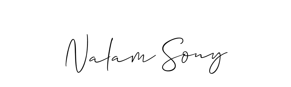 Use a signature maker to create a handwritten signature online. With this signature software, you can design (Allison_Script) your own signature for name Nalam Sony. Nalam Sony signature style 2 images and pictures png