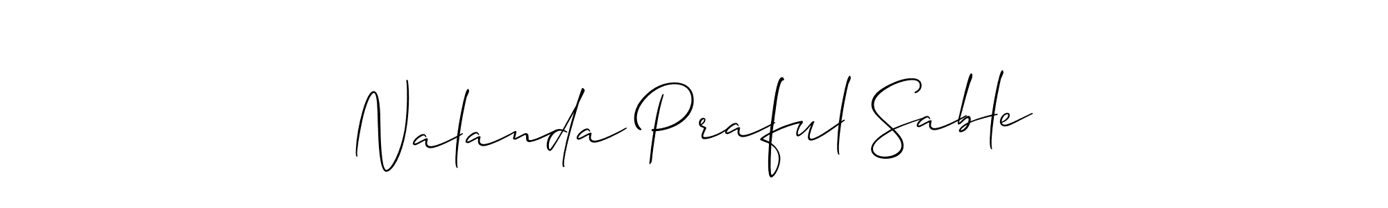 How to Draw Nalanda Praful Sable signature style? Allison_Script is a latest design signature styles for name Nalanda Praful Sable. Nalanda Praful Sable signature style 2 images and pictures png