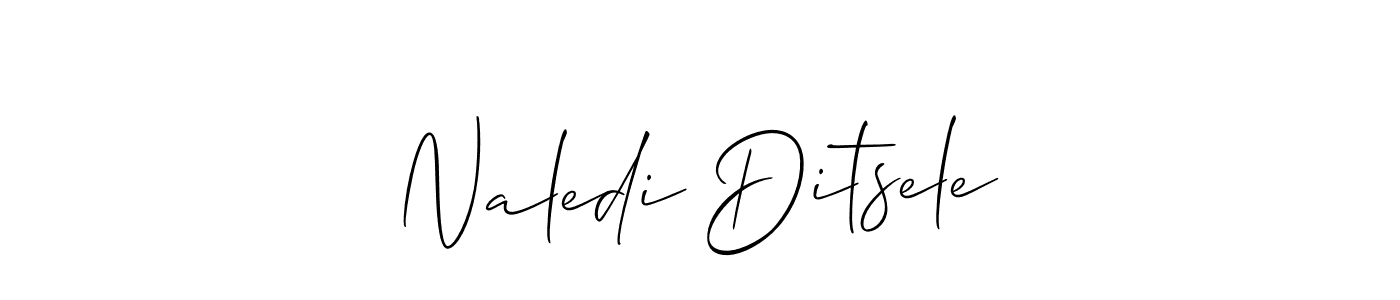 Similarly Allison_Script is the best handwritten signature design. Signature creator online .You can use it as an online autograph creator for name Naledi Ditsele. Naledi Ditsele signature style 2 images and pictures png