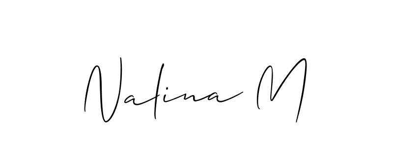 Also You can easily find your signature by using the search form. We will create Nalina M name handwritten signature images for you free of cost using Allison_Script sign style. Nalina M signature style 2 images and pictures png