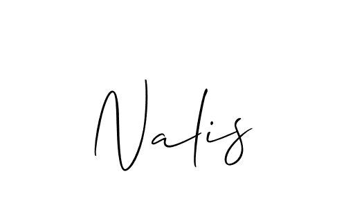 Use a signature maker to create a handwritten signature online. With this signature software, you can design (Allison_Script) your own signature for name Nalis. Nalis signature style 2 images and pictures png