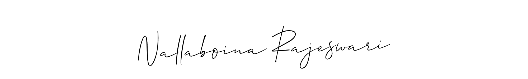 It looks lik you need a new signature style for name Nallaboina Rajeswari. Design unique handwritten (Allison_Script) signature with our free signature maker in just a few clicks. Nallaboina Rajeswari signature style 2 images and pictures png