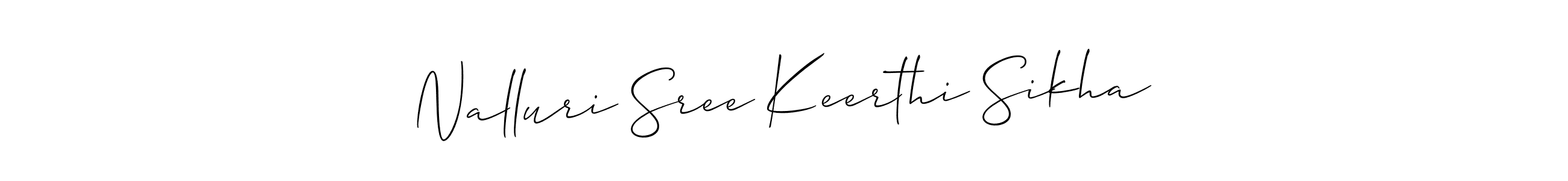 It looks lik you need a new signature style for name Nalluri Sree Keerthi Sikha. Design unique handwritten (Allison_Script) signature with our free signature maker in just a few clicks. Nalluri Sree Keerthi Sikha signature style 2 images and pictures png