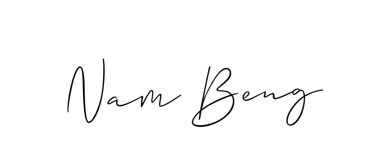 The best way (Allison_Script) to make a short signature is to pick only two or three words in your name. The name Nam Beng include a total of six letters. For converting this name. Nam Beng signature style 2 images and pictures png