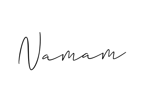 Design your own signature with our free online signature maker. With this signature software, you can create a handwritten (Allison_Script) signature for name Namam. Namam signature style 2 images and pictures png