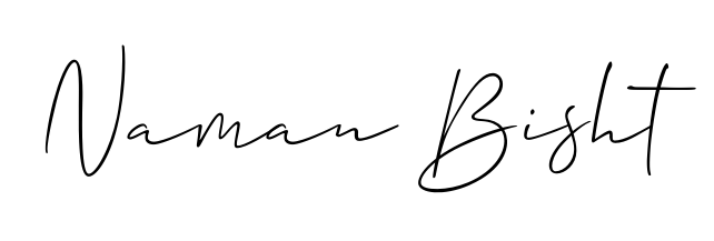 Explore multiple handwriting variations for Naman Bisht including this stunning Allison_Script design. Free to use across all platforms. Naman Bisht signature style 2 images and pictures png