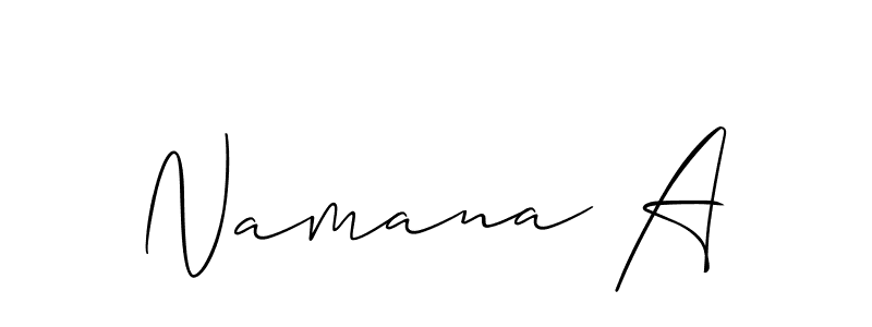 Similarly Allison_Script is the best handwritten signature design. Signature creator online .You can use it as an online autograph creator for name Namana A. Namana A signature style 2 images and pictures png