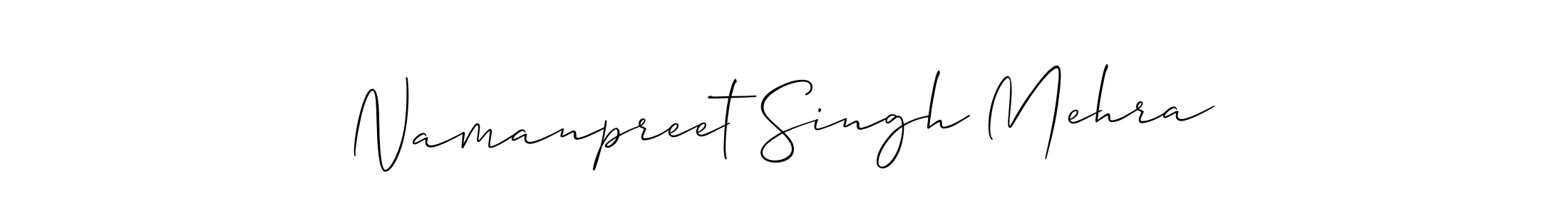 The best way (Allison_Script) to make a short signature is to pick only two or three words in your name. The name Namanpreet Singh Mehra include a total of six letters. For converting this name. Namanpreet Singh Mehra signature style 2 images and pictures png