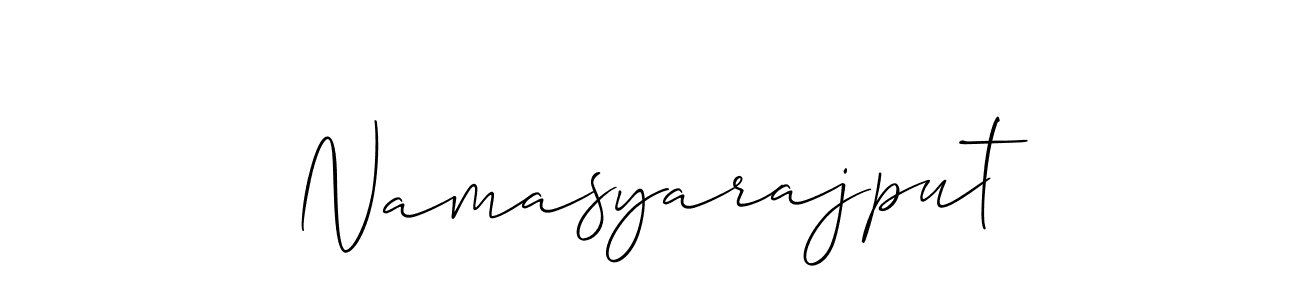 How to Draw Namasyarajput signature style? Allison_Script is a latest design signature styles for name Namasyarajput. Namasyarajput signature style 2 images and pictures png
