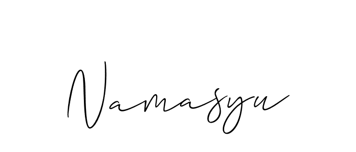 Create a beautiful signature design for name Namasyu. With this signature (Allison_Script) fonts, you can make a handwritten signature for free. Namasyu signature style 2 images and pictures png