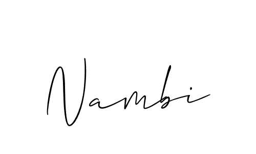 Use a signature maker to create a handwritten signature online. With this signature software, you can design (Allison_Script) your own signature for name Nambi. Nambi signature style 2 images and pictures png