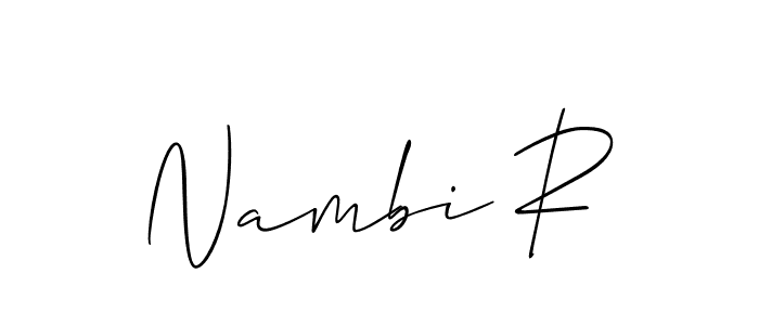 It looks lik you need a new signature style for name Nambi R. Design unique handwritten (Allison_Script) signature with our free signature maker in just a few clicks. Nambi R signature style 2 images and pictures png