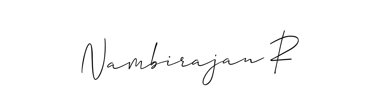 It looks lik you need a new signature style for name Nambirajan R. Design unique handwritten (Allison_Script) signature with our free signature maker in just a few clicks. Nambirajan R signature style 2 images and pictures png