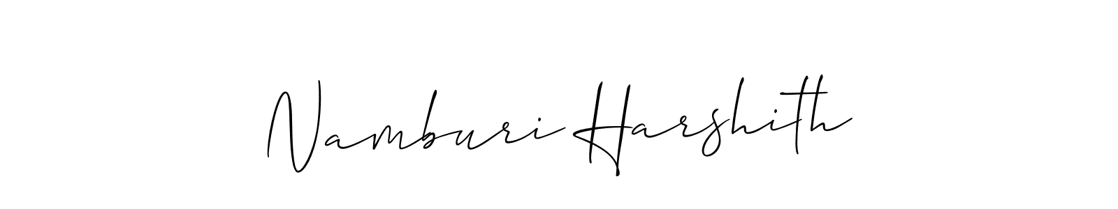 Also You can easily find your signature by using the search form. We will create Namburi Harshith name handwritten signature images for you free of cost using Allison_Script sign style. Namburi Harshith signature style 2 images and pictures png