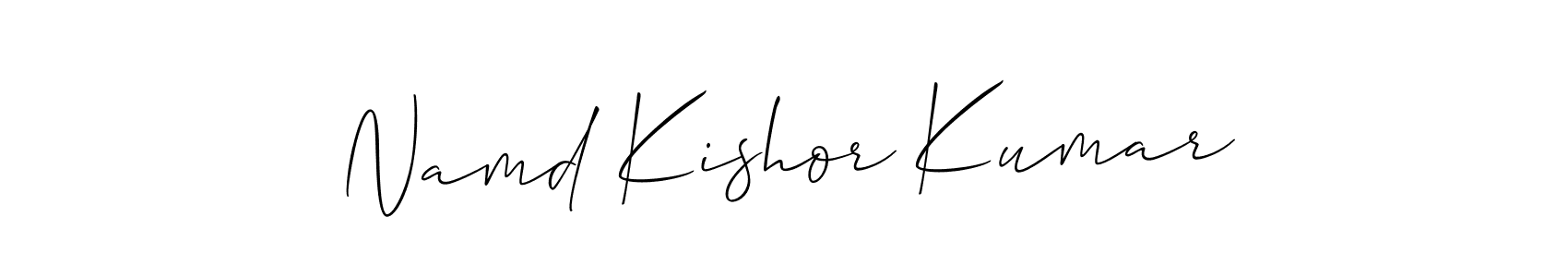Allison_Script is a professional signature style that is perfect for those who want to add a touch of class to their signature. It is also a great choice for those who want to make their signature more unique. Get Namd Kishor Kumar name to fancy signature for free. Namd Kishor Kumar signature style 2 images and pictures png