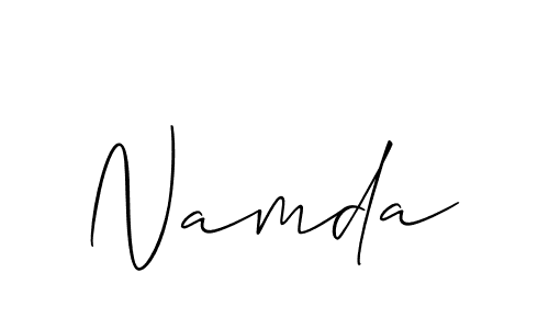 Use a signature maker to create a handwritten signature online. With this signature software, you can design (Allison_Script) your own signature for name Namda. Namda signature style 2 images and pictures png