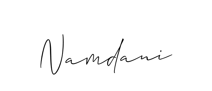 The best way (Allison_Script) to make a short signature is to pick only two or three words in your name. The name Namdani include a total of six letters. For converting this name. Namdani signature style 2 images and pictures png