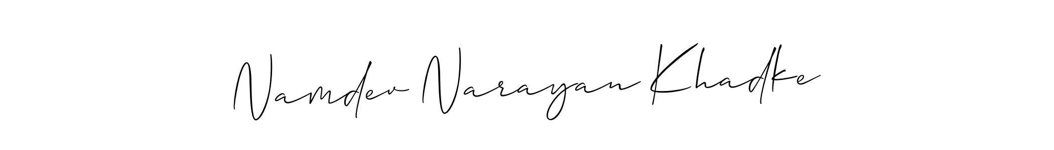 if you are searching for the best signature style for your name Namdev Narayan Khadke. so please give up your signature search. here we have designed multiple signature styles  using Allison_Script. Namdev Narayan Khadke signature style 2 images and pictures png