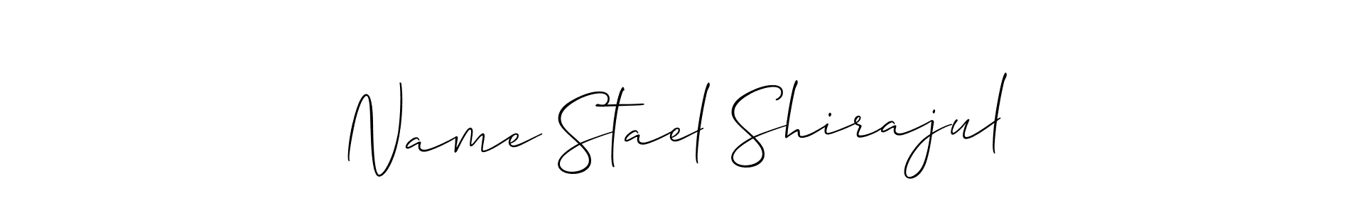This is the best signature style for the Name Stael Shirajul name. Also you like these signature font (Allison_Script). Mix name signature. Name Stael Shirajul signature style 2 images and pictures png