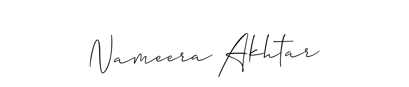 Create a beautiful signature design for name Nameera Akhtar. With this signature (Allison_Script) fonts, you can make a handwritten signature for free. Nameera Akhtar signature style 2 images and pictures png