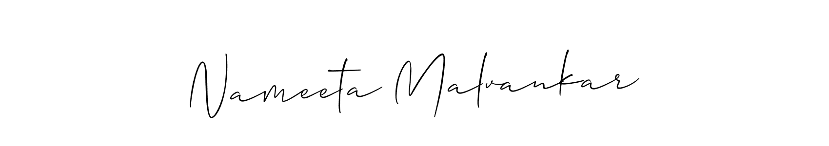 Also You can easily find your signature by using the search form. We will create Nameeta Malvankar name handwritten signature images for you free of cost using Allison_Script sign style. Nameeta Malvankar signature style 2 images and pictures png