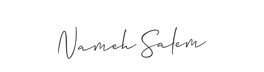 Check out images of Autograph of Nameh Salem name. Actor Nameh Salem Signature Style. Allison_Script is a professional sign style online. Nameh Salem signature style 2 images and pictures png