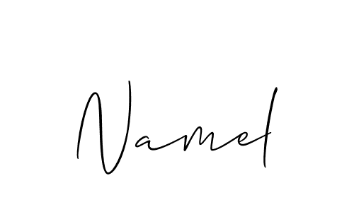 Use a signature maker to create a handwritten signature online. With this signature software, you can design (Allison_Script) your own signature for name Namel. Namel signature style 2 images and pictures png