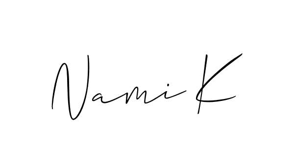 How to make Nami K name signature. Use Allison_Script style for creating short signs online. This is the latest handwritten sign. Nami K signature style 2 images and pictures png