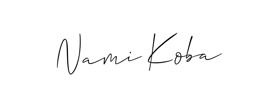 Make a beautiful signature design for name Nami Koba. With this signature (Allison_Script) style, you can create a handwritten signature for free. Nami Koba signature style 2 images and pictures png