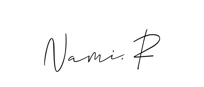 Design your own signature with our free online signature maker. With this signature software, you can create a handwritten (Allison_Script) signature for name Nami. R. Nami. R signature style 2 images and pictures png