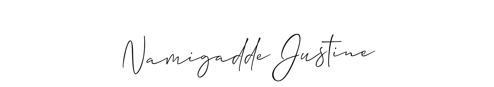 The best way (Allison_Script) to make a short signature is to pick only two or three words in your name. The name Namigadde Justine include a total of six letters. For converting this name. Namigadde Justine signature style 2 images and pictures png