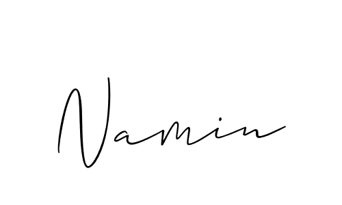 Design your own signature with our free online signature maker. With this signature software, you can create a handwritten (Allison_Script) signature for name Namin. Namin signature style 2 images and pictures png