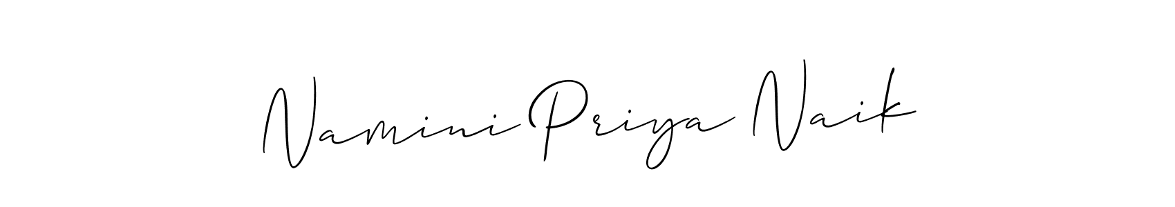 How to make Namini Priya Naik name signature. Use Allison_Script style for creating short signs online. This is the latest handwritten sign. Namini Priya Naik signature style 2 images and pictures png