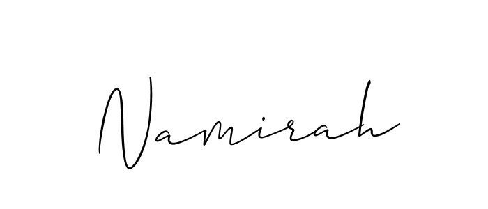 Use a signature maker to create a handwritten signature online. With this signature software, you can design (Allison_Script) your own signature for name Namirah. Namirah signature style 2 images and pictures png
