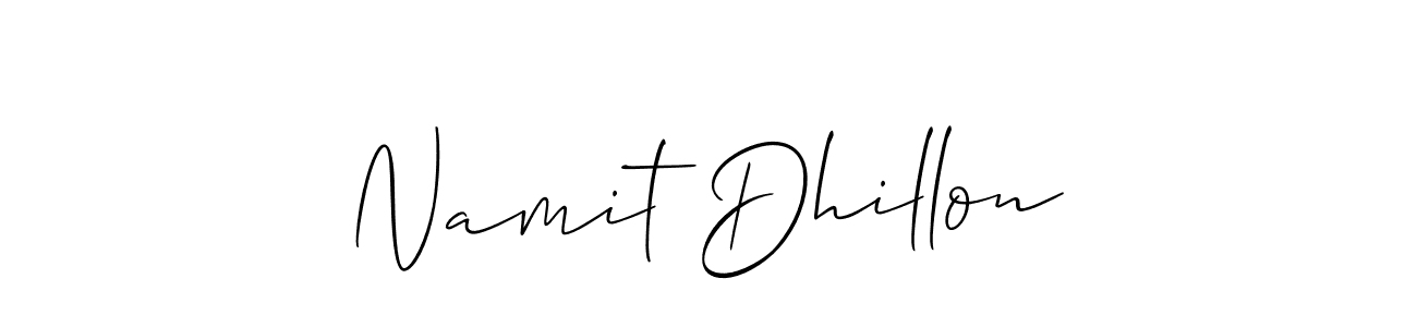 Also we have Namit Dhillon name is the best signature style. Create professional handwritten signature collection using Allison_Script autograph style. Namit Dhillon signature style 2 images and pictures png