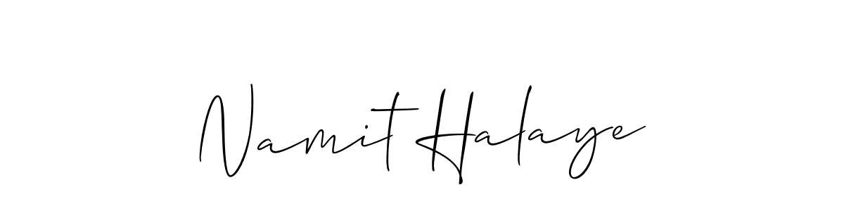 The best way (Allison_Script) to make a short signature is to pick only two or three words in your name. The name Namit Halaye include a total of six letters. For converting this name. Namit Halaye signature style 2 images and pictures png