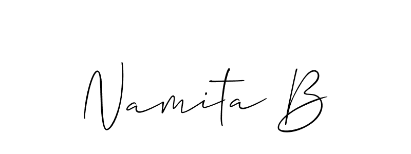 The best way (Allison_Script) to make a short signature is to pick only two or three words in your name. The name Namita B include a total of six letters. For converting this name. Namita B signature style 2 images and pictures png