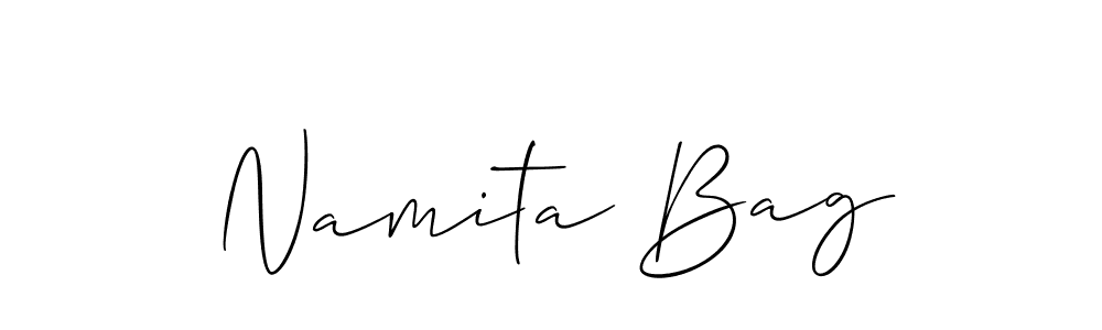 You should practise on your own different ways (Allison_Script) to write your name (Namita Bag) in signature. don't let someone else do it for you. Namita Bag signature style 2 images and pictures png