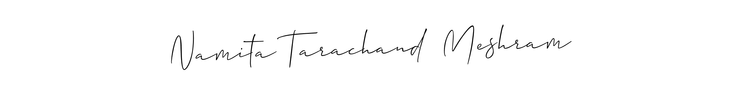 Allison_Script is a professional signature style that is perfect for those who want to add a touch of class to their signature. It is also a great choice for those who want to make their signature more unique. Get Namita Tarachand  Meshram name to fancy signature for free. Namita Tarachand  Meshram signature style 2 images and pictures png