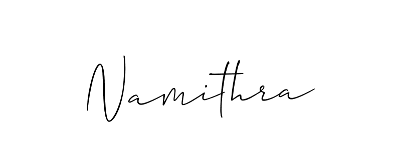 Use a signature maker to create a handwritten signature online. With this signature software, you can design (Allison_Script) your own signature for name Namithra. Namithra signature style 2 images and pictures png