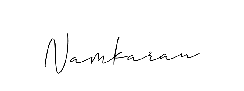 Use a signature maker to create a handwritten signature online. With this signature software, you can design (Allison_Script) your own signature for name Namkaran. Namkaran signature style 2 images and pictures png