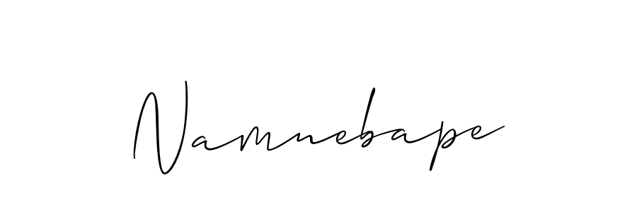 The best way (Allison_Script) to make a short signature is to pick only two or three words in your name. The name Namnebape include a total of six letters. For converting this name. Namnebape signature style 2 images and pictures png