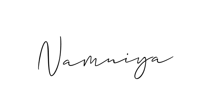 Create a beautiful signature design for name Namniya. With this signature (Allison_Script) fonts, you can make a handwritten signature for free. Namniya signature style 2 images and pictures png