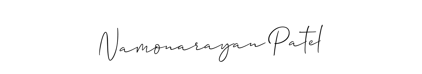 Also You can easily find your signature by using the search form. We will create Namonarayan Patel name handwritten signature images for you free of cost using Allison_Script sign style. Namonarayan Patel signature style 2 images and pictures png