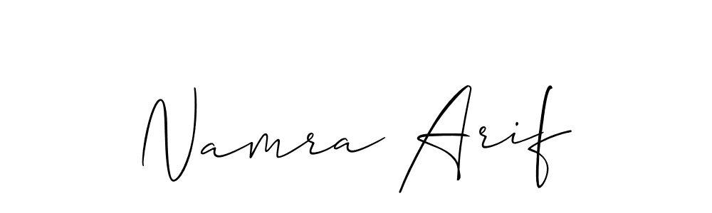 How to make Namra Arif name signature. Use Allison_Script style for creating short signs online. This is the latest handwritten sign. Namra Arif signature style 2 images and pictures png